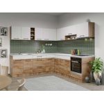 Set Mobila Bucatarie Colt Gastro 240*240 Alb/Stejar - C27