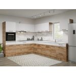 Set Mobila Bucatarie Colt Gastro 250*320 Alb/Stejar - C41
