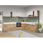 Set Mobila Bucatarie Colt Gastro 300*240 Alb/Stejar - C28