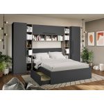 Set Mobila Dormitor Noce 3.12m cu pat incadrat