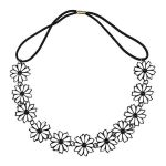 Bentita Tip Colier cu Flori Metalice, Black, Lucy Style 2000, 1 buc