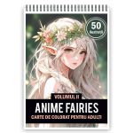 Carte de colorat pentru adulti, 50 de ilustratii, Anime Fairies - Volumul II, 106 pagini