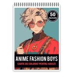 Carte de colorat pentru adulti, 50 de ilustratii, Anime Fashion Boys, 106 pagini