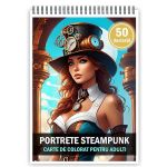 Carte de colorat pentru adulti, 50 de ilustratii, Steampunk, 106 pagini