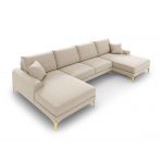 Coltar panoramic, Madara, Mazzini Sofas, 6 locuri, gold legs, 334x182x90 cm, material structurat, bej