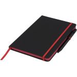 Agenda A5, coperta cauciucata, negru, margini si elastic rosu, Piksel, pix inclus