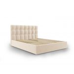 Pat tapitat cu somiera rabatabila si lada depozitare, Nerin Beige, Mazzini Sofas, 160x200 cm, catifea, bej