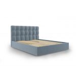 Pat tapitat cu somiera rabatabila si lada depozitare, Nerin Blue, Mazzini Sofas, 160x200 cm, catifea, albastru
