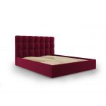 Pat tapitat cu somiera rabatabila si lada depozitare, Nerin Burgundy, Mazzini Sofas, 160x200 cm, catifea, bordo