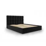 Pat tapitat cu somiera rabatabila si lada depozitare, Nerin Noir, Mazzini Sofas, 140x200 cm, catifea, negru