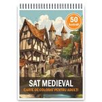 Carte de colorat, 50 de ilustratii, Sat Medieval, 106 pagini