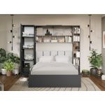Set Mobila Dormitor Noce 2.33m cu pat tapitat Alb incadrat