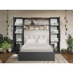 Set Mobila Dormitor Noce 2.56m cu pat tapitat Alb incadrat