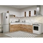 Set Mobila Bucatarie Colt Gastro 180*220 Alb/Stejar - C40