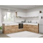 Set Mobila Bucatarie Colt Gastro 300*210 Alb/Stejar - C37