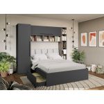 Set Mobila Dormitor Noce 2.33m cu pat tapitat Alb incadrat