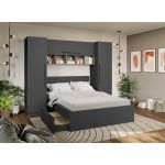 Set Mobila Dormitor Noce 2.56m cu pat incadrat