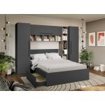 Set Mobila Dormitor Noce 2.84m cu pat incadrat