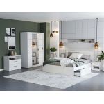 Set Mobila Dormitor Nordis Alb C04 cu oglinda