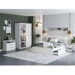 Set Mobila Dormitor Nordis Alb C06 tapitat / oglinda