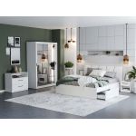 Set Mobila Dormitor Nordis Alb C07 tapitat / oglinda