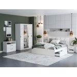 Set Mobila Dormitor Nordis Alb C08 tapitat / oglinda