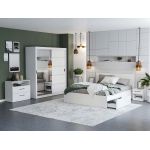 Set Mobila Dormitor Nordis Alb C10 cu oglinda
