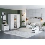 Set Mobila Dormitor Nordis Alb C12 cu oglinda