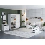 Set Mobila Dormitor Nordis Alb C14 tapitat / oglinda