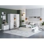 Set Mobila Dormitor Nordis Alb C16 tapitat / oglinda