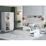 Set Mobila Dormitor Nordis Alb C18 cu oglinda