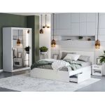 Set Mobila Dormitor Nordis Alb C19 cu oglinda