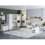 Set Mobila Dormitor Nordis Alb C23 cu oglinda