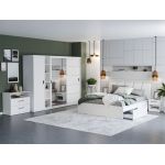 Set Mobila Dormitor Nordis Alb C26 tapitat / oglinda