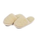 Papuci de casa pentru femei din lana merinos,100% naturala, marime 38-40 EU, albi