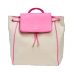 Rucsac Angelli Bej cu Clapeta Fuxia