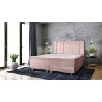 Pat matrimonial, Stockholm, Lines E, 180x200 cm, saltea tip Pocket, topper memory, Roz pudra