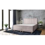 Pat matrimonial, Stockholm, Lines E, 180x200 cm, saltea tip Pocket, topper memory, Taupe