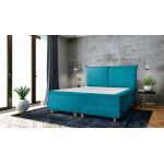 Pat matrimonial, Stockholm, Pillows E, 180x200 cm, saltea tip Pocket, topper memory, Turcoaz