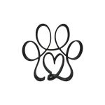 Decoratiune in forma de labuta cu inimioara in mijloc, iubirea animalelor de companie, pentru decor modern, 150x140x15 mm