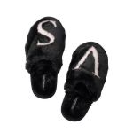 Papuci Faux, Black Logo, Victoria&#039;s Secret, Marime S