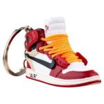Breloc pentru chei, Nike Air Jordan Air, figurina 3D, 50x30 mm, fabricat din cauciuc si pvc, realizat si pictat manual, Alb-Rosu