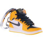 Breloc pentru chei, Nike Air Jordan, figurina 3D, 50x30 mm, fabricat din cauciuc si pvc, realizat si pictat manual, Galben-Alb