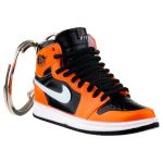 Breloc pentru chei, Nike Air Jordan, figurina 3D, 50x30 mm, fabricat din cauciuc si pvc, realizat si pictat manual, Portocaliu