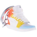 Breloc pentru chei, Nike Air Jordan, figurina 3D, 50x30 mm, fabricat din cauciuc si pvc, realizat si pictat manual, Portocaliu-Galben-Albastru