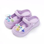 Papuci dama plastic cu aplicatii haioase si colorate, talpa inalta si antialunecare, 37 EU, Mov