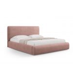 Pat tapitat cu tablie si lada depozitare, Colonel, Cosmopolitan Design, 140x200 cm, material structurat, roz