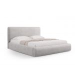 Pat tapitat cu tablie si lada depozitare, Colonel, Cosmopolitan Design, 160x200 cm, material structurat, gri deschis
