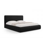 Pat tapitat cu tablie si lada depozitare, Colonel, Cosmopolitan Design, 160x200 cm, material structurat, negru