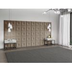 Panou decorativ tapitat - patrat cu buton Maro